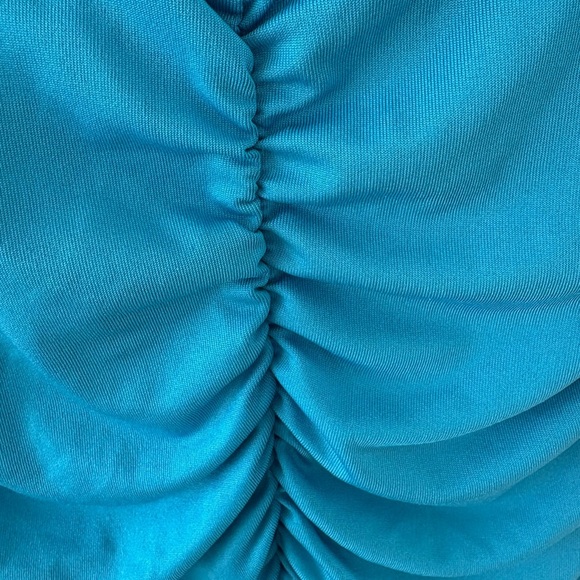 SHEIN Teal Ruched Bodycon Midi Dress Size L - Picture 2 of 5